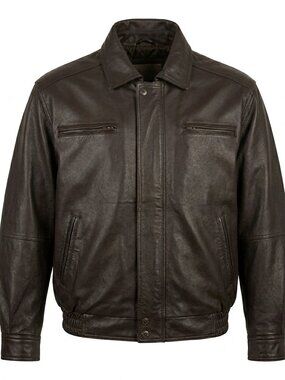 Vtg RETREAT Rick Pallack Beverly Hills Dark Brown Leather Bomber Jacket XL